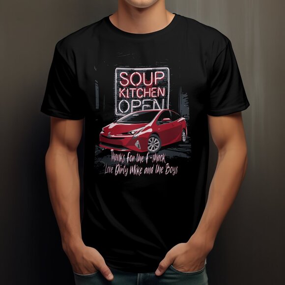 The Other Guys Movie Soup Kitchen Dirty Mike and the boys T-shirt Red Prius - Picture 3 of 3